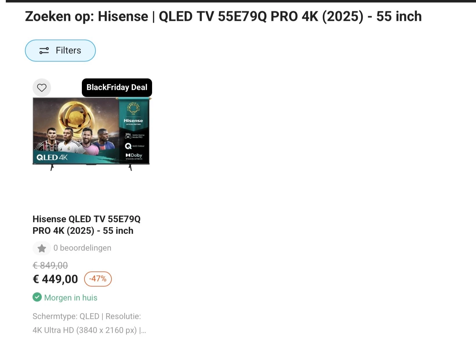 Hisense | QLED TV 55E79Q PRO 4K (2025) - 55 inch -47%