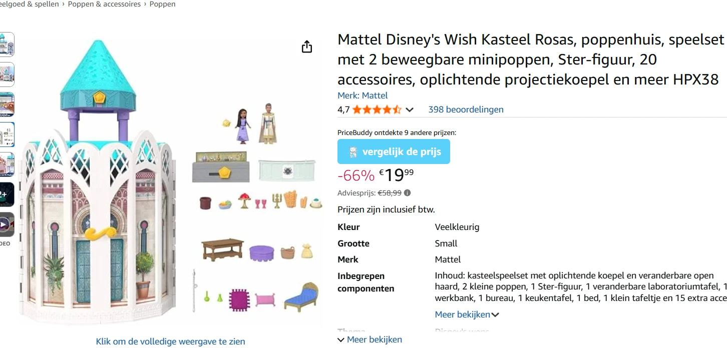 Disney wensenkasteel rosas voor €19,99
