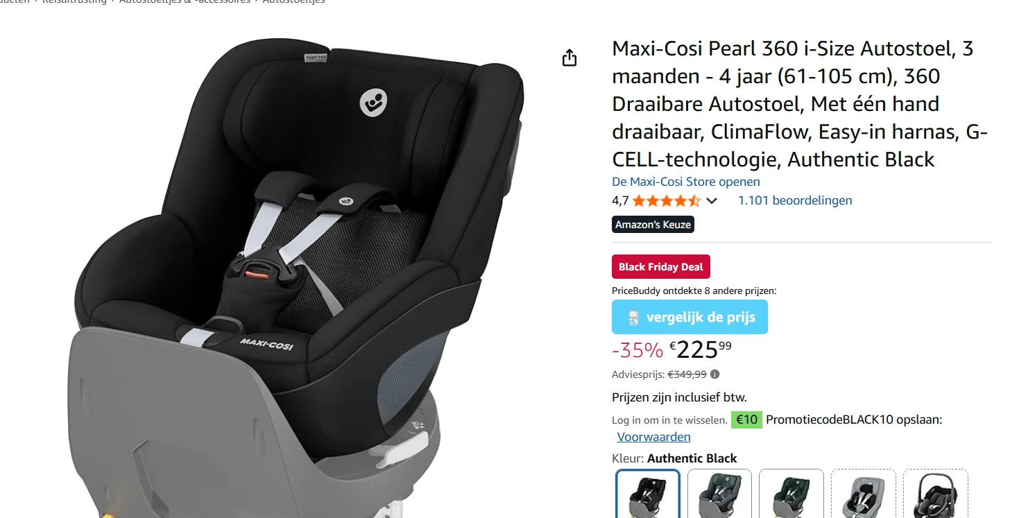 Maxi-Cosi Pearl 360 i-Size Autostoel met gratis verzending en korting!