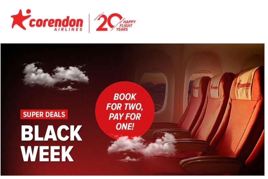 Corendonairlines boek voor 2 en betaal 1 ticket