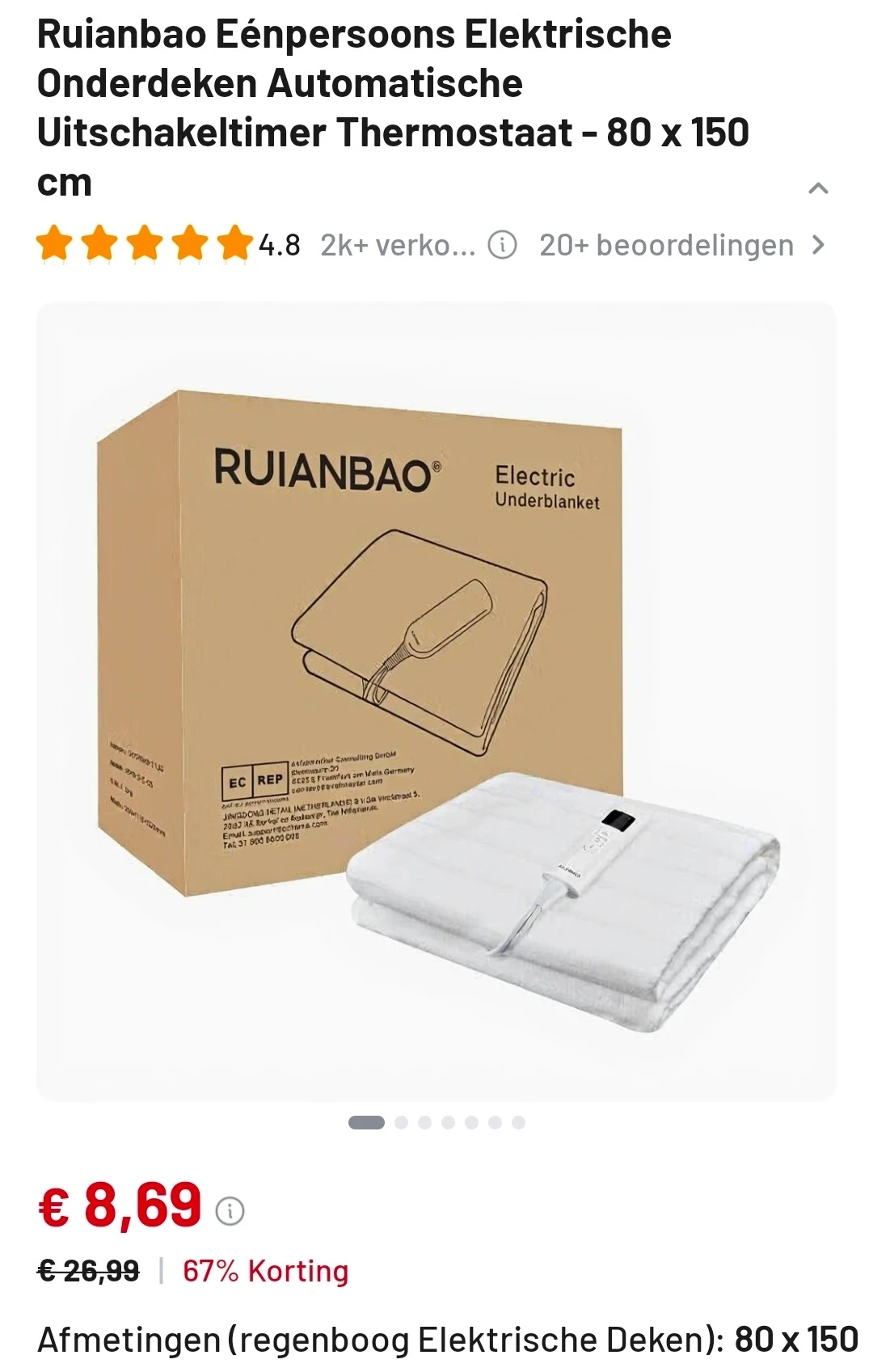 Ruianbao Elektrische Onderdeken