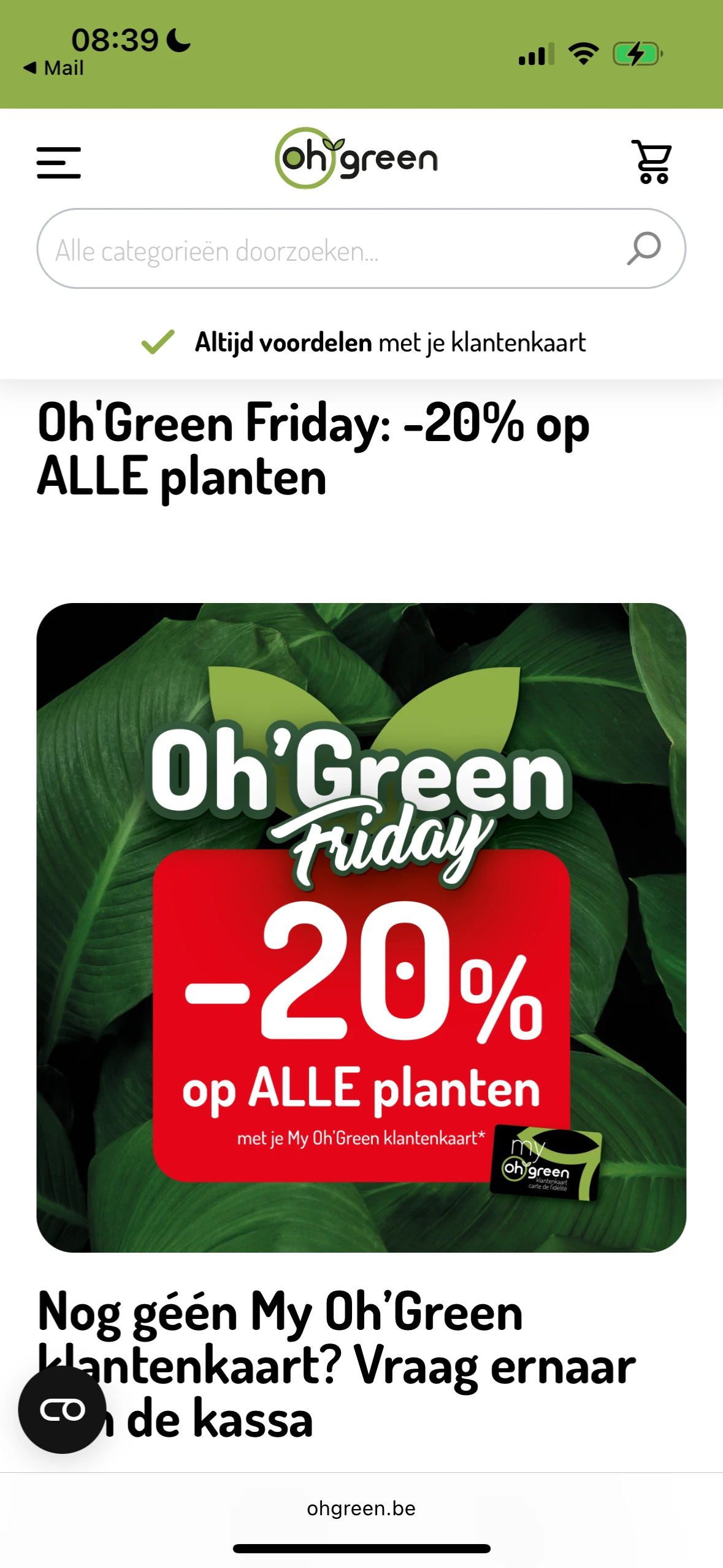 -20% op alle planten bij Oh Green