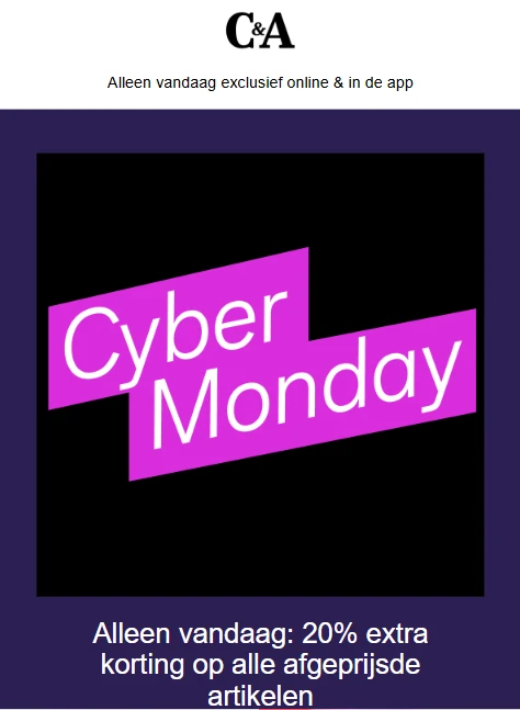 C&A: 20% korting op sale in de app