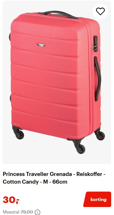 Princess Traveller reiskoffers vanaf 25 euro
