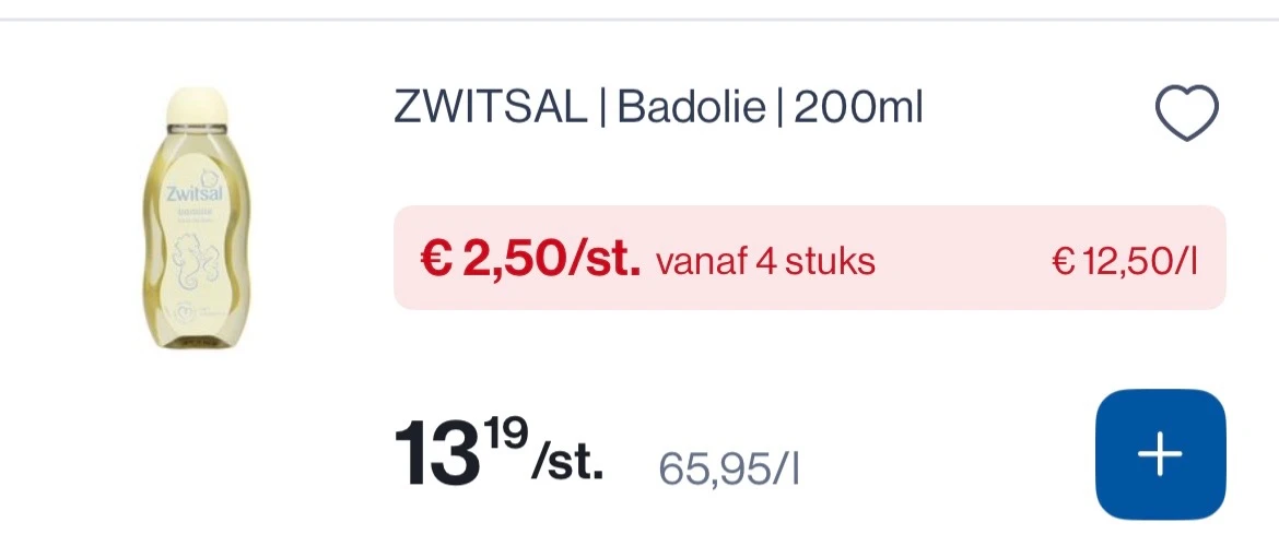 Zwitsal badolie 4 voor 10€ ipv 52,76€