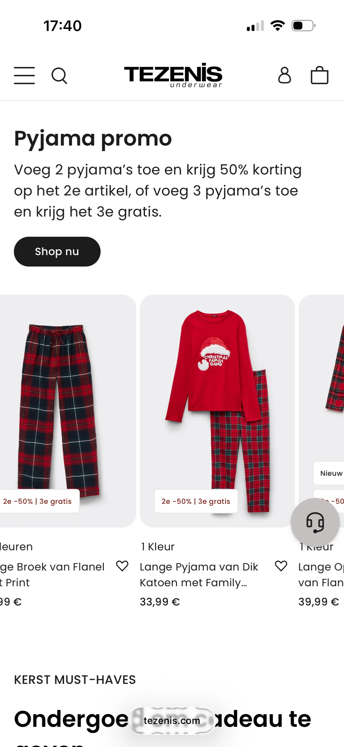 Pyjama promo bij Tezenis