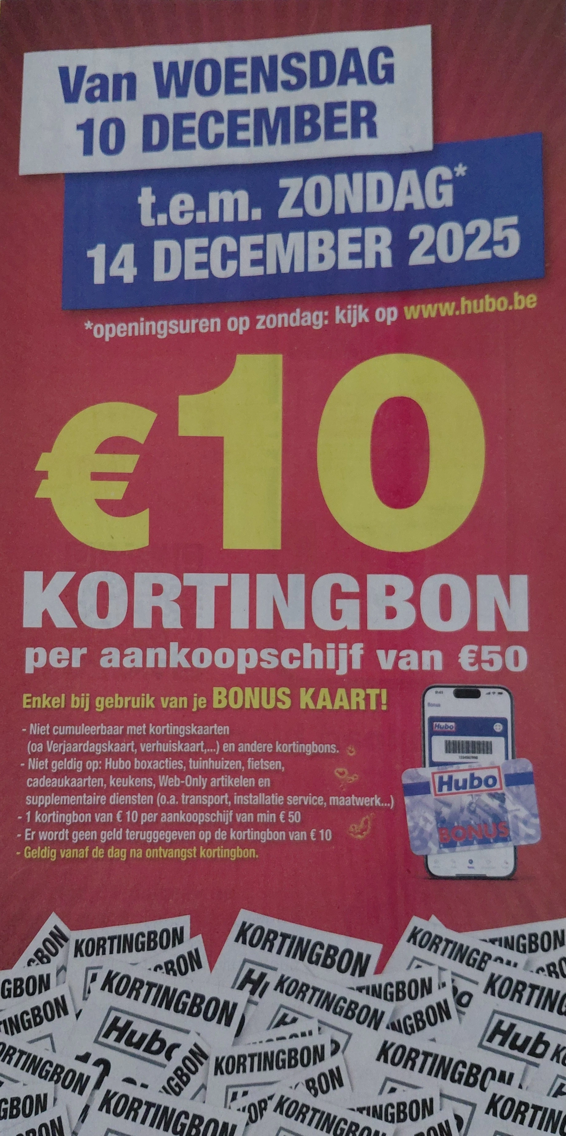 Bon €10 cadeau per aankoopschijf van €50