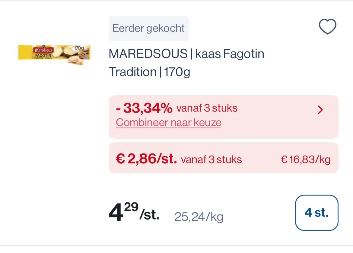 Maredsous kaas fagotin tradition 170 gram en Boursin in promo