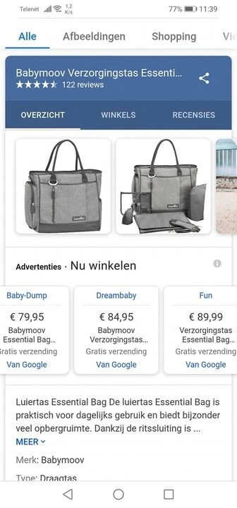 Eergisteren verzorgingstas gekocht van het me...