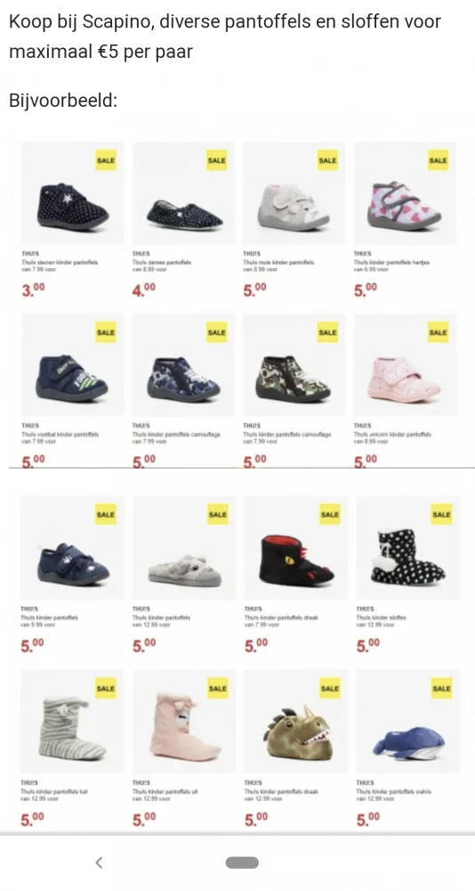 Vele pantoffels bij Scapino nu aan 5€ per paa...