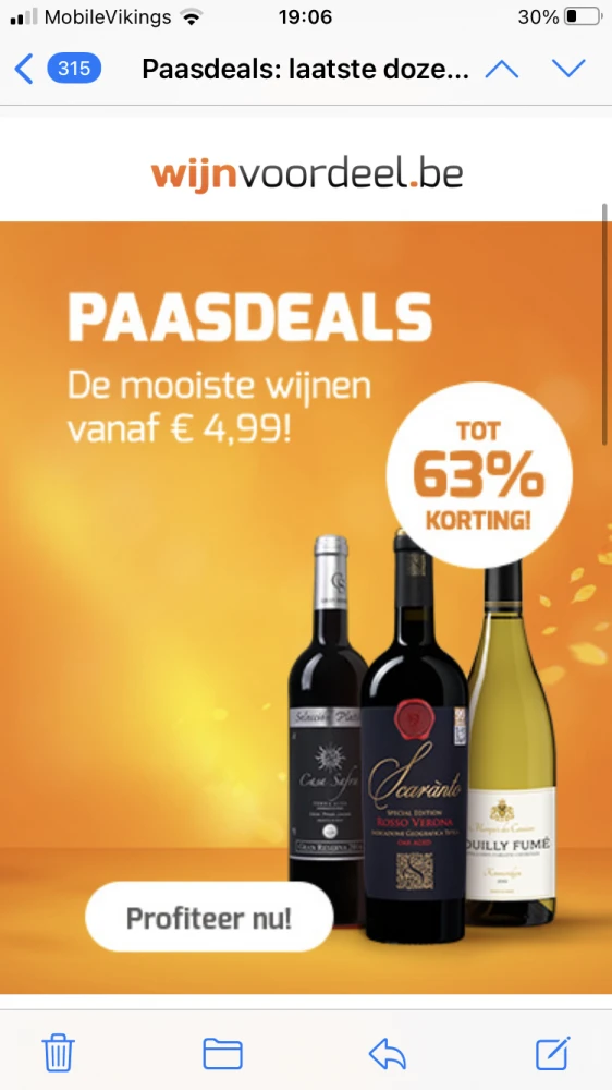 Mooie promo’s bij wijnvoordeel, tot 63% korti...