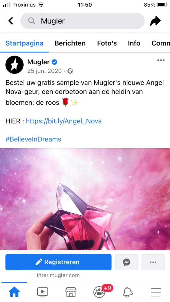 Als je op fb mugler intikt. Kom je op de fbpa...
