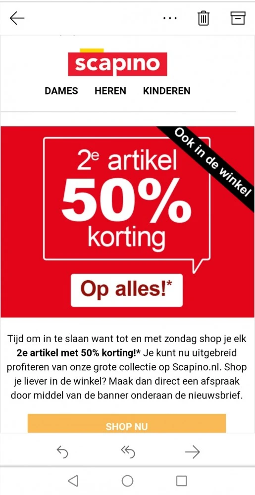 Scapino.nl 2de artikel 50% korting tot en met...