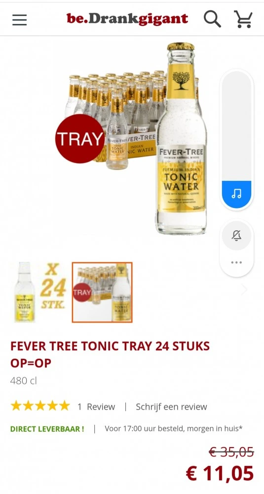 Bij Drankgigant 24 stuks Fever Tree Tonic aan...