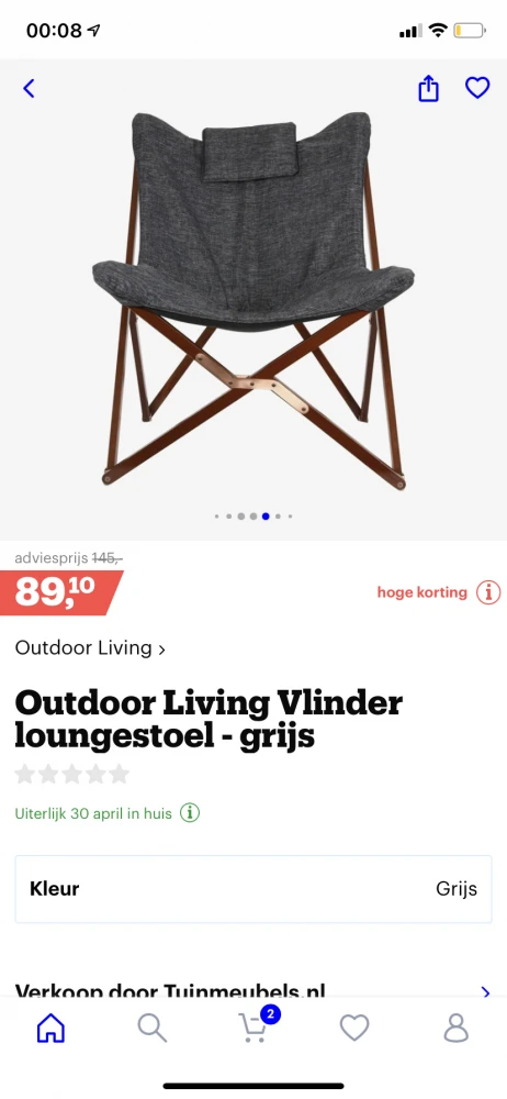 Koopje op Bol.com. Outdoor vlinderstoel (mo...