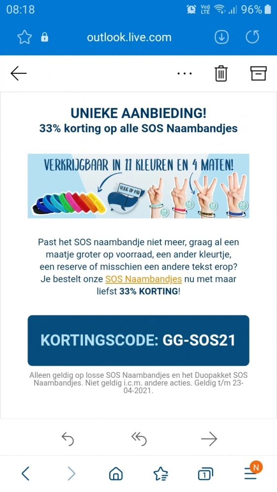 33% korting op de sos bandjes bij goedgemerkt...