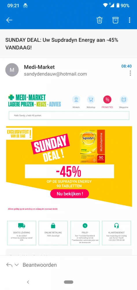 Vandaag bij medi-market 45% korting op suprad...