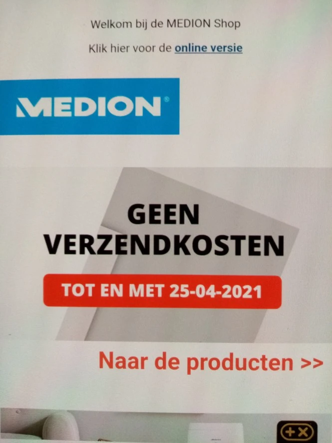Enkel vandaag nog gratis verzending bij medio...
