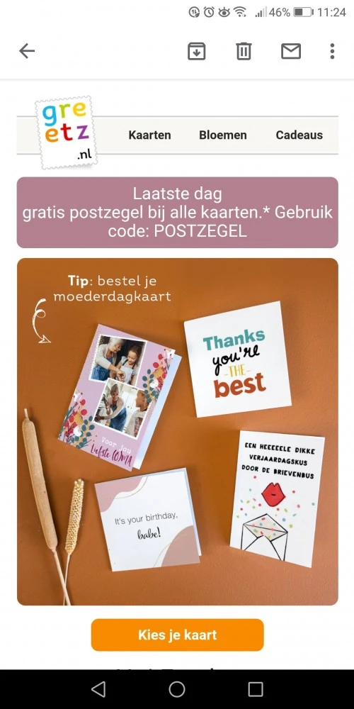 Bestel vandaag nog een kaartje voor moederdag...