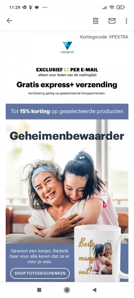 Bij Vistaprint 15 % korting op geselecteerde...
