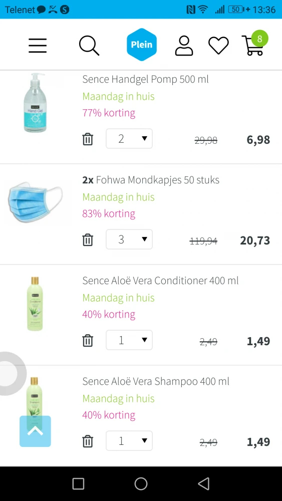www.plein.be Totale besparing v 32,90€. 83%...