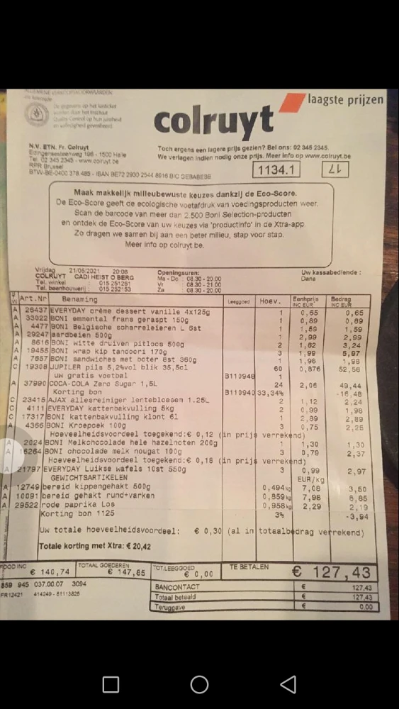 Colruyt Heist-op-den-Berg Totale korting 20,...