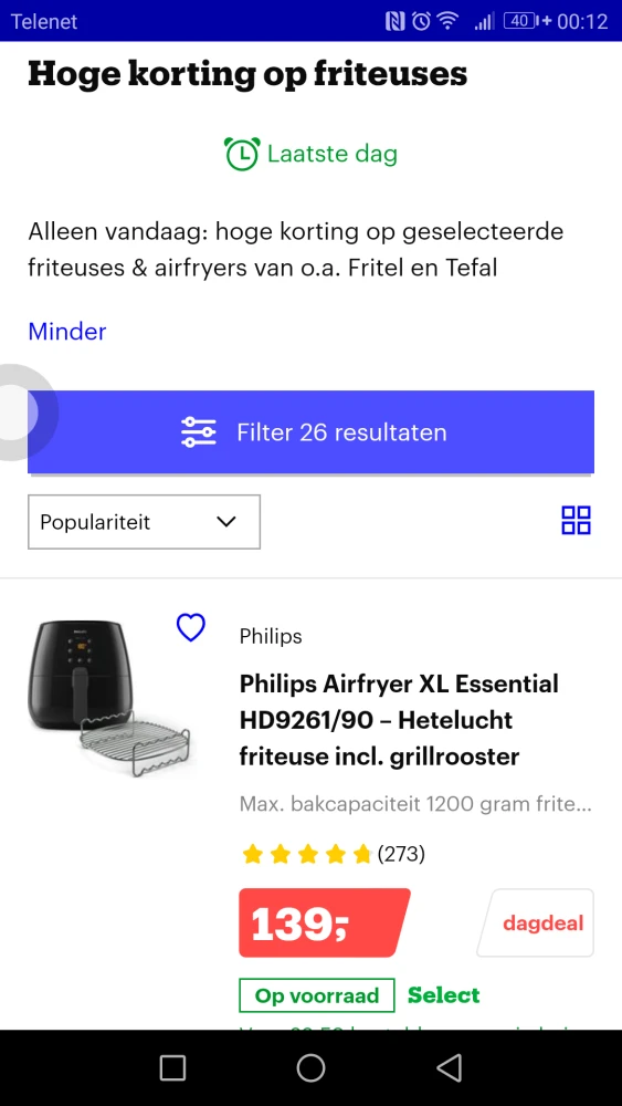 Hoge korting op friteuses Alleen vandaag: ho...