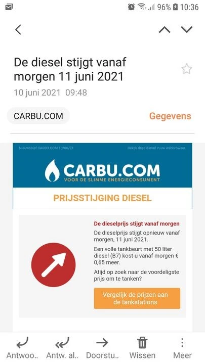 En nu is het weer de diesel dat vanaf morgen...