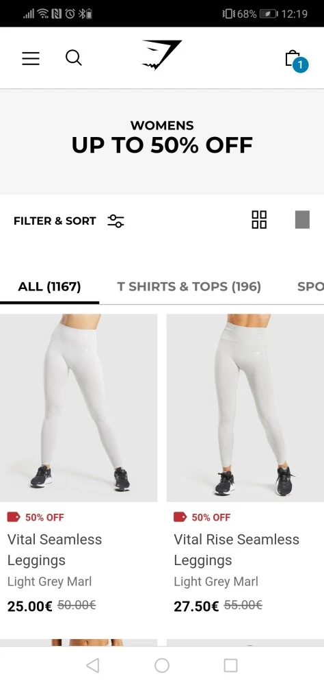 Gymshark doet een sale op geselecteerde items...
