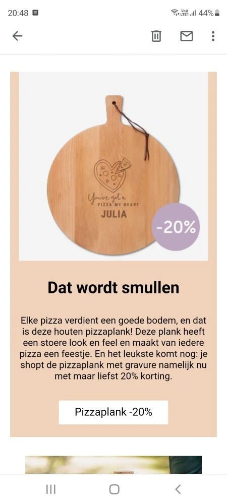 Bij your surprise nu pizza plank met -20%