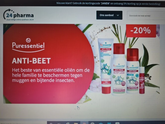 Bij 24pharma.be nun20% korting op Puressentie...