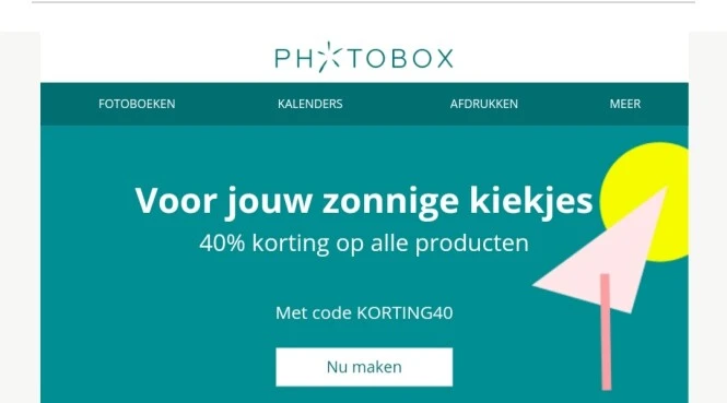 40% korting op alle prodcuten van Photobox