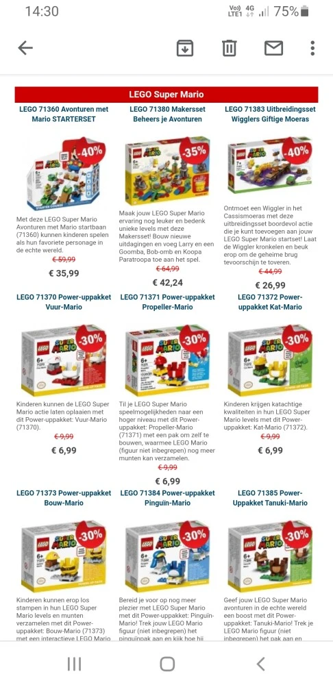 Op Brickshop.nl -30% op de Lego Mario sets! P...