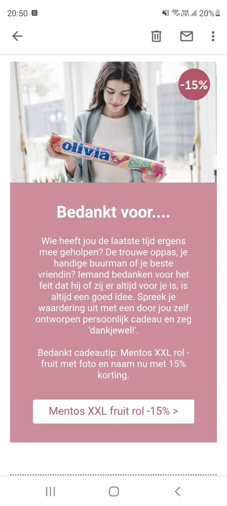 Bij your surprise nu 15% korting op mentos xx...