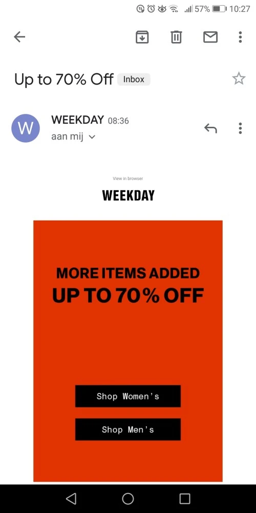 Sale bij Weekday, tot 70%, in de winkels of o...