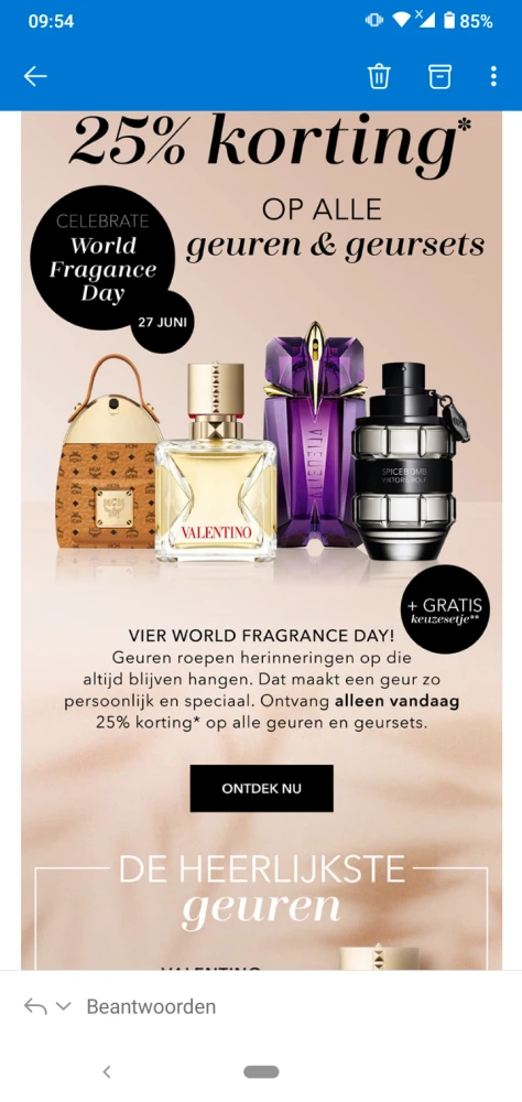 Bij Douglas is er enkel vandaag 25% korting o...