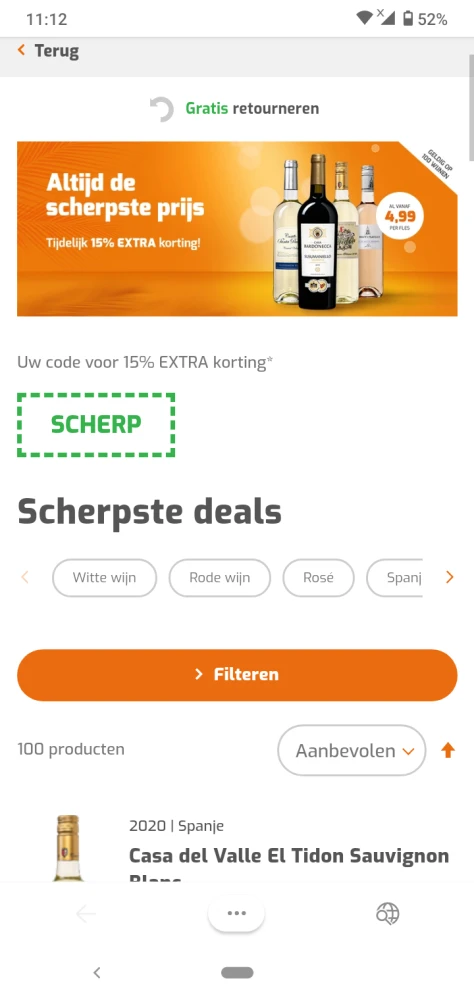 Bij Wijnvoordeel krijg je met de code SCHERP...