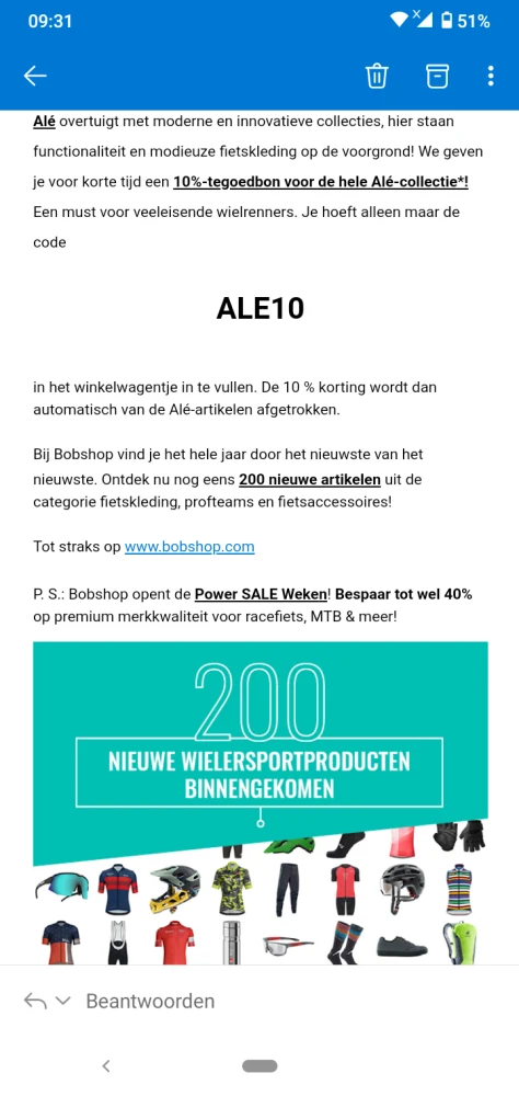 Bij bobshop krijg je met de code ALE10 10% ko...