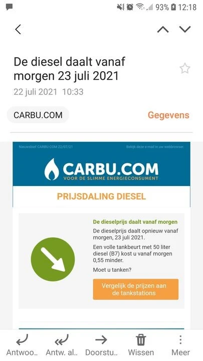 Vanaf morgen daling van de diesel