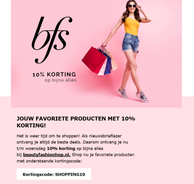 Bij beautyfashionshop.nl krijg je met de code...