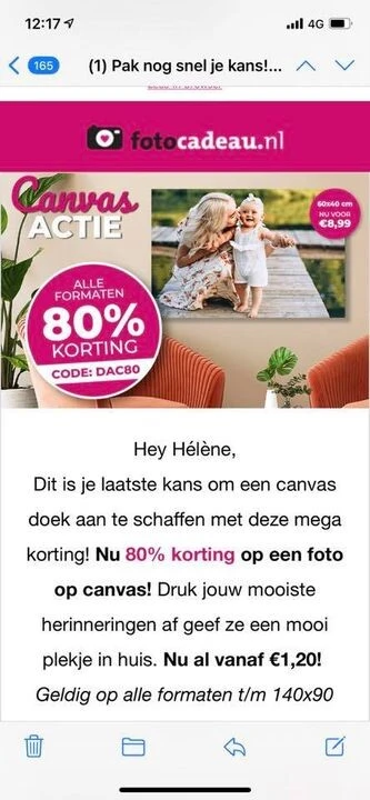 Canvas bij fotocadeau.nl aan -80%! Actie is h...