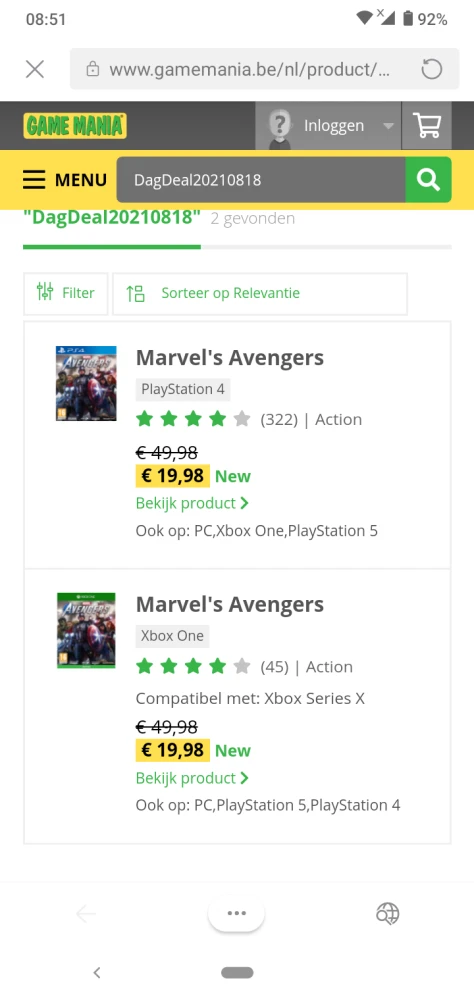 Dagdeal bij game mania: €30 korting op Marvel...