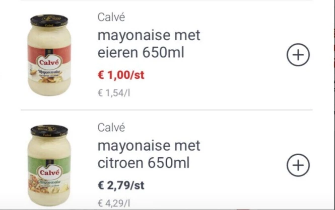 Calvé mayonaise met eieren…nu aan 1€/stuk Nor...