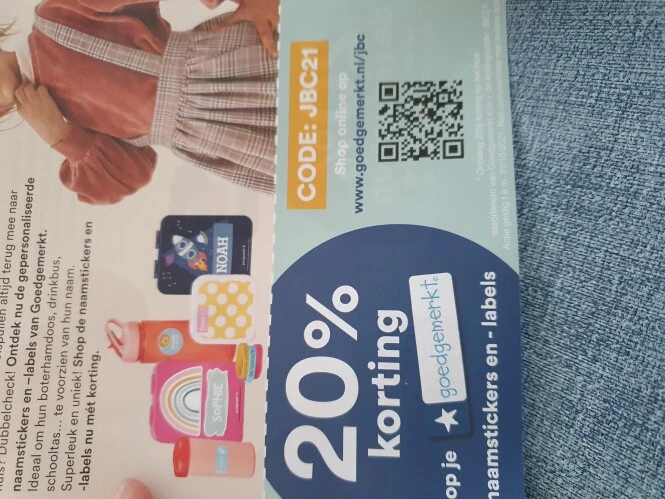20% korting op naamstickers en naamlabels bij...