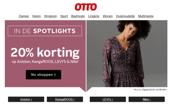Bij Otto nu 20% korting op Aniston, KangaROOS...