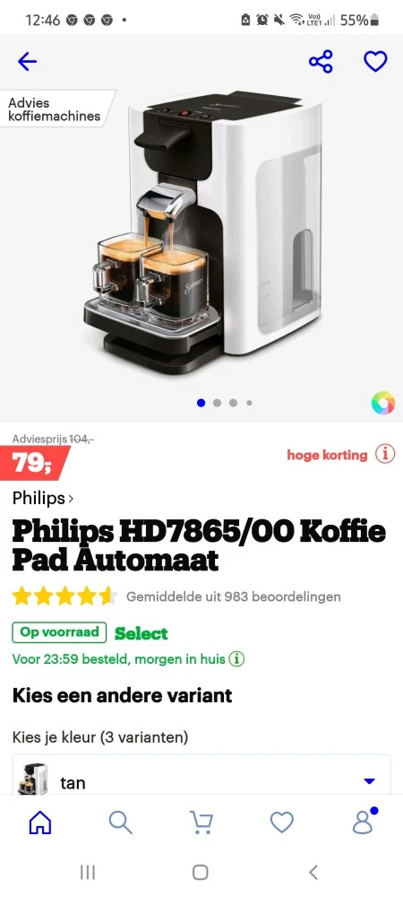 Hoge kortingen op bol.com bij Philips Senseo.