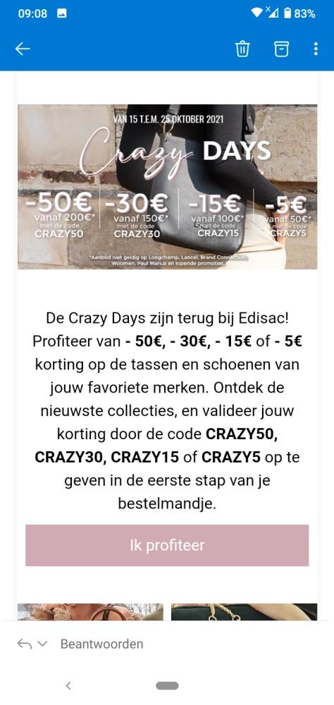 Crazy days bij edisac. €5 korting bij aankoop...