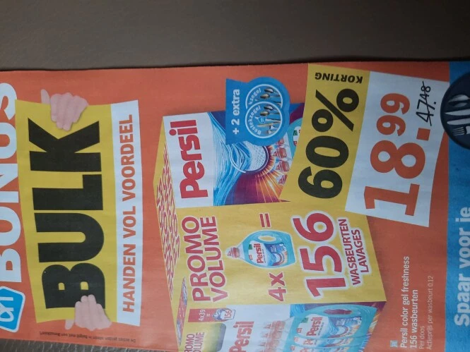 Ah 8/11-14/11 bulk voordeel persil 156 -60%...