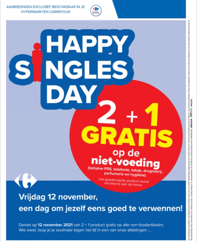 Singles Day bij Carrefour Hypermarkt op vrijd...