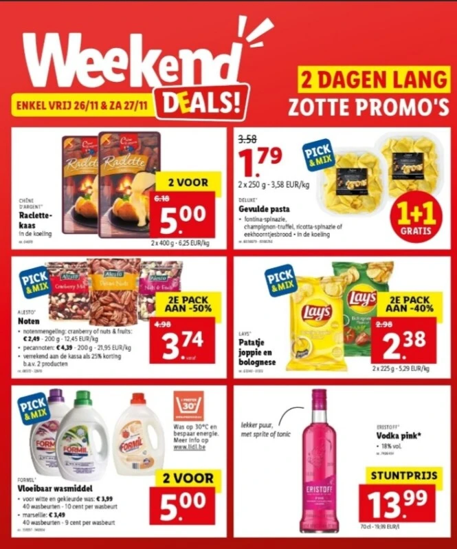 Lidl enkel vrij 26/11 & za 27/11 weekenddeals...